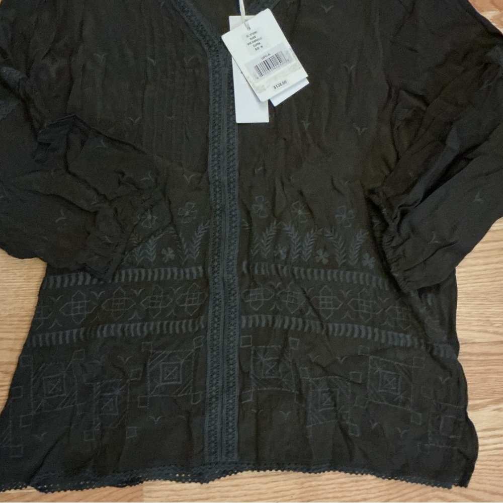 NWT Karyn Seo Black Embroidered Tunic Long Sleeves Size Medium - Picture 9 of 14